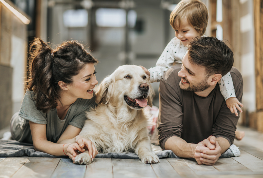 Familie im Eigenheim